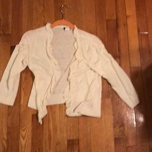 J. Crew white linen ruffle sweater